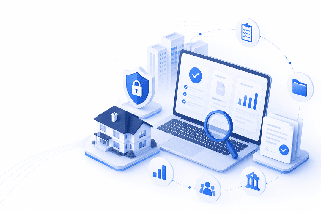 Platform integration showing connected workflow, analytics, settings, documents and security