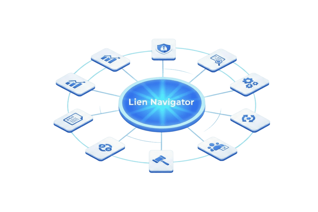 Platform integration showing connected workflow, analytics, settings, documents and security
